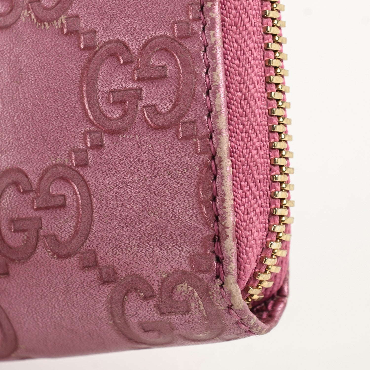 Gucci Guccissima Heart Detail Zip Around Card Case Pink 10 of 11