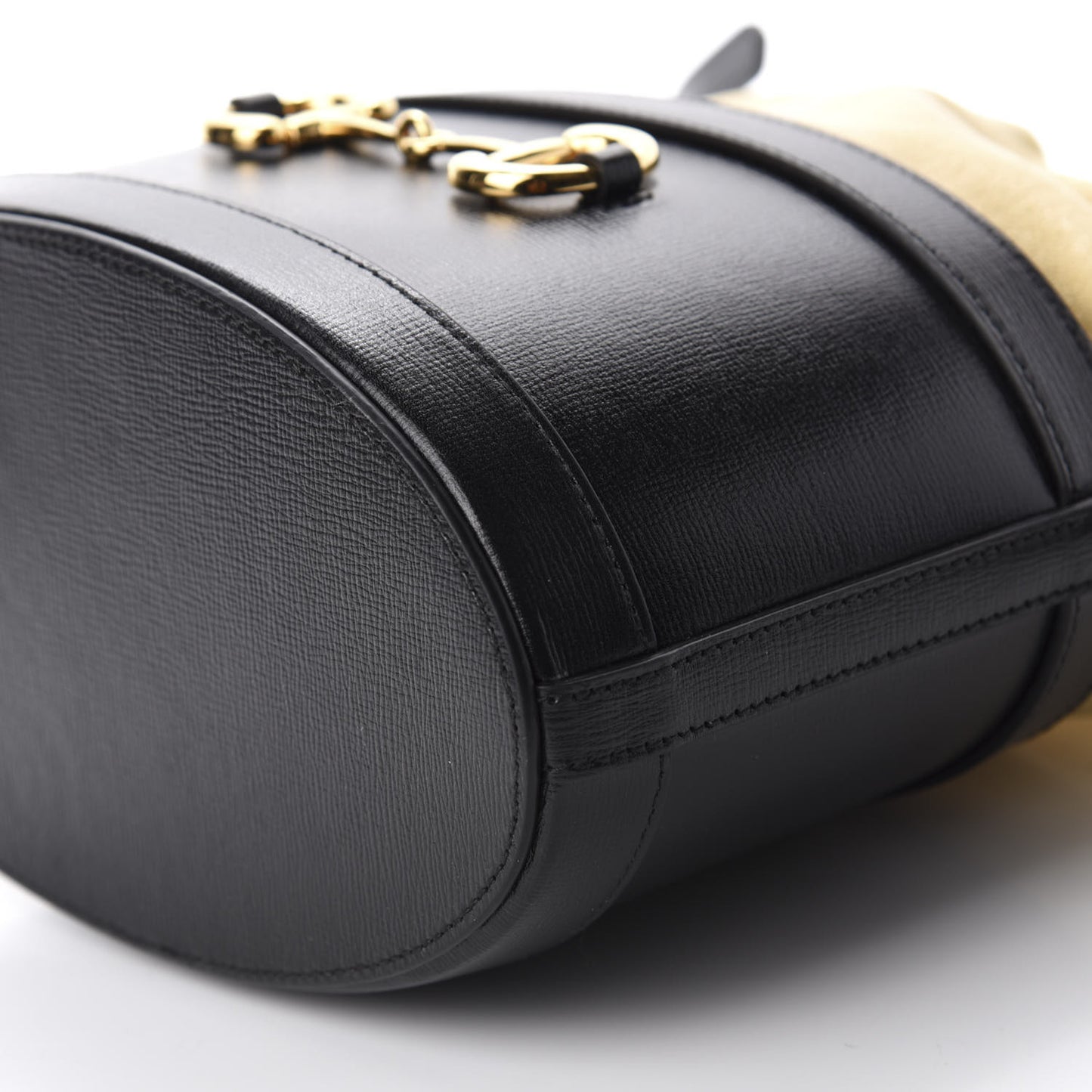 Azalea Sakai Be Green Calfskin Horsebit 1955 Drawstring Bucket Bag Black Butter
