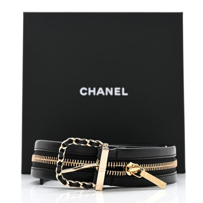 Chanel Calfskin Lambskin Zipper Chain CC Belt 65 26 Black 8 of 8