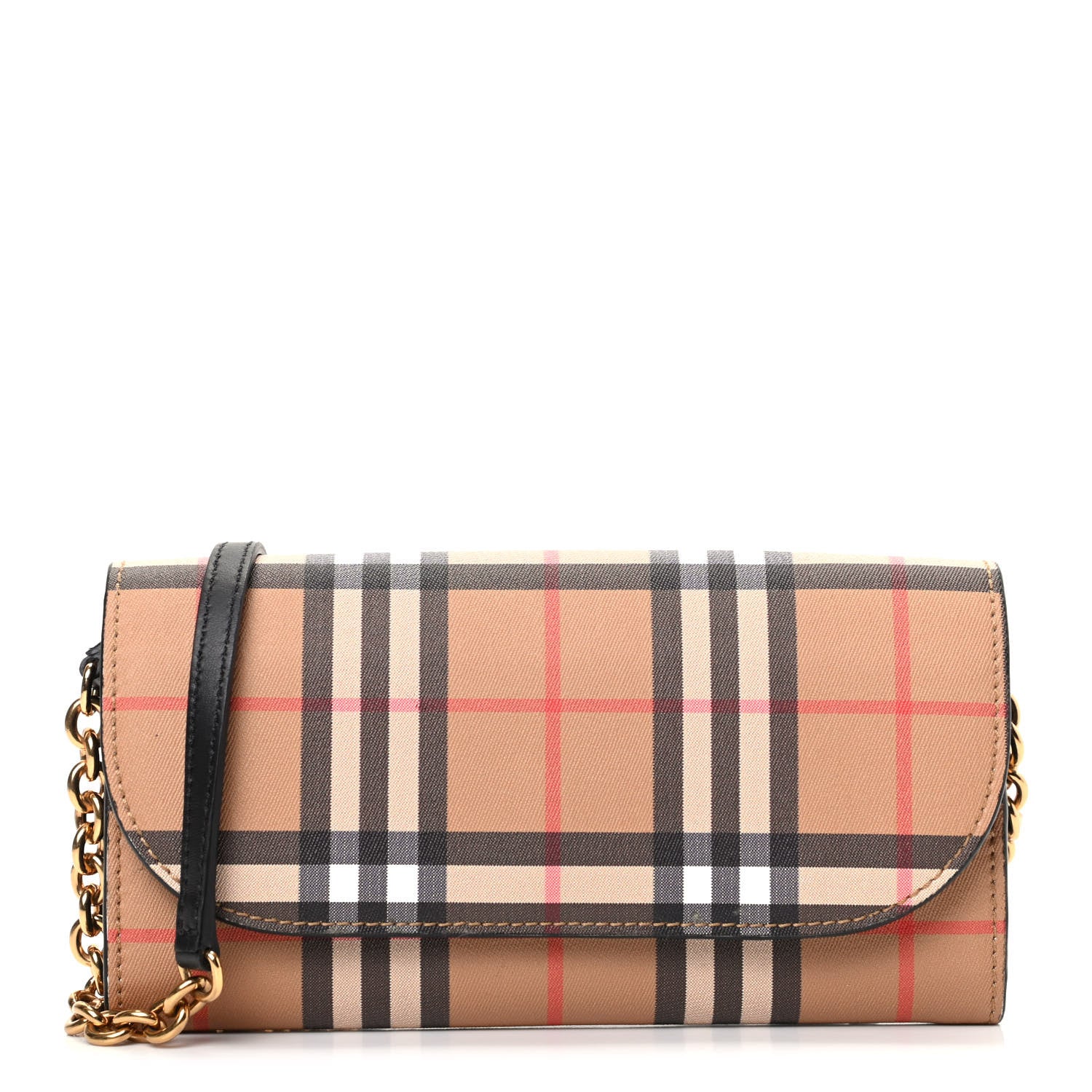 Burberry Vintage Check Henley Wallet On Chain Black 1 of 8
