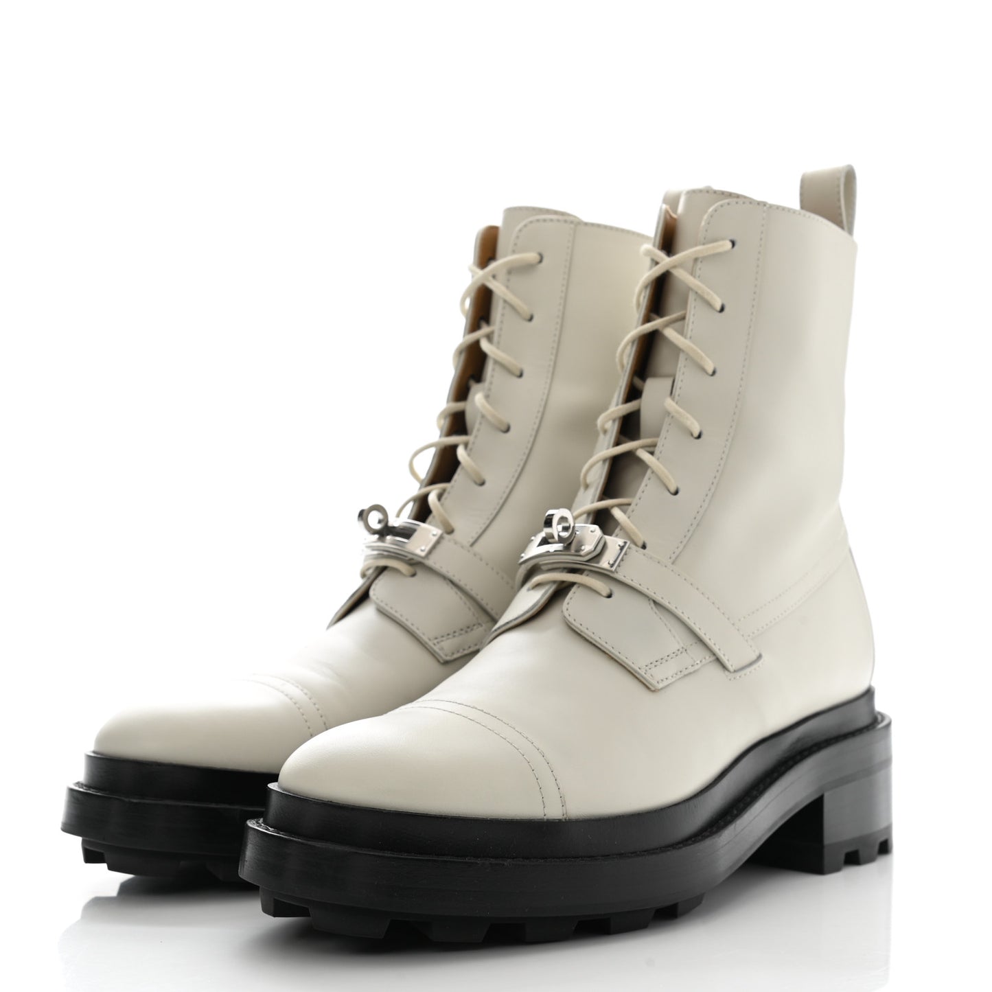 Glossed Calfskin Funk Ankle Boots 39 Beige Glaise