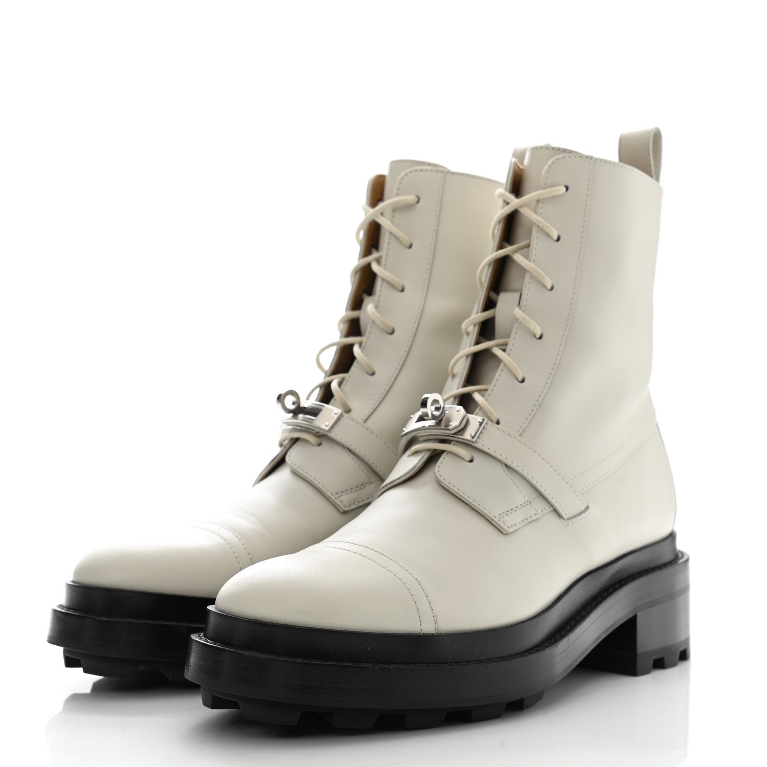 Hermes Glossed Calfskin Funk Ankle Boots 39 Beige Glaise 3 of 10