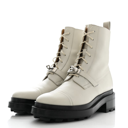 Hermes Glossed Calfskin Funk Ankle Boots 39 Beige Glaise 3 of 10