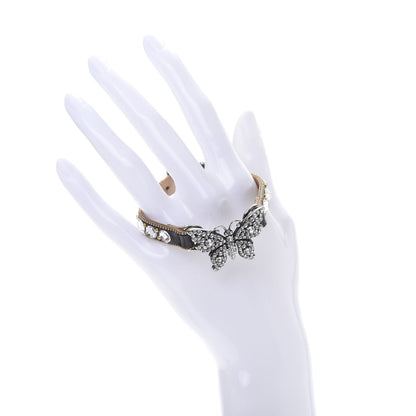 Gucci Calfskin Crystal Butterfly Bracelet Black 2 of 6