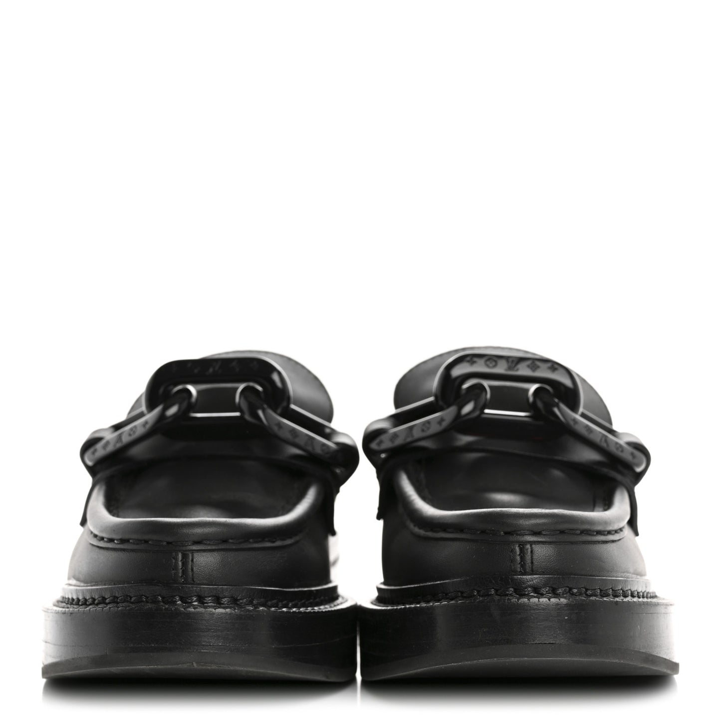 Calfskin Oversized Chain Academy Loafers 35 Black