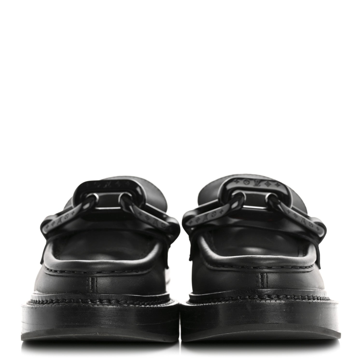 Louis Vuitton Calfskin Oversized Chain Academy Loafers 35 Black 3 of 12