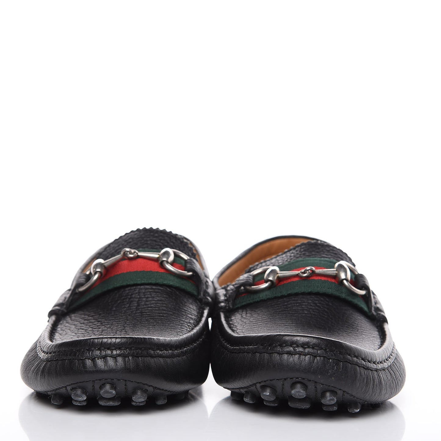 Calfskin Web Mens Horsebit Driver Loafers 7.5 Black