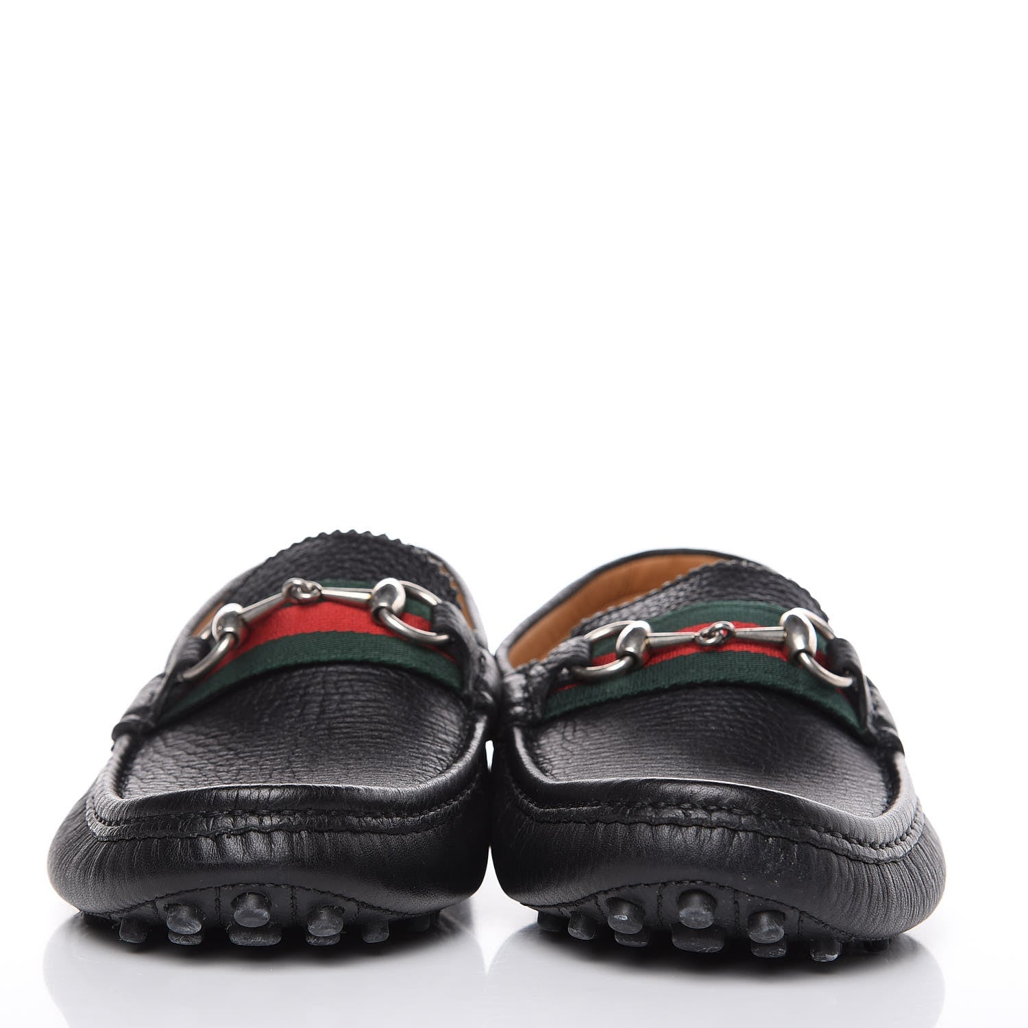 Gucci Calfskin Web Mens Horsebit Driver Loafers 7.5 Black 2 of 12