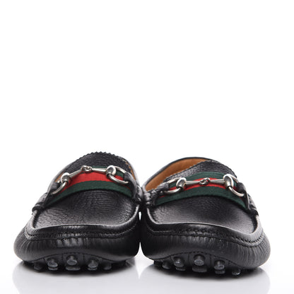 Gucci Calfskin Web Mens Horsebit Driver Loafers 7.5 Black 2 of 12