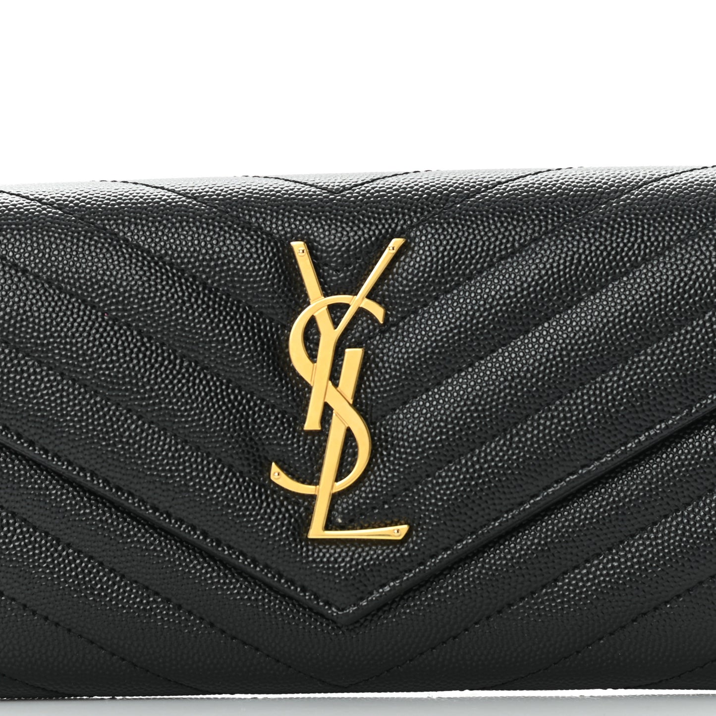 Grain De Poudre Matelasse Chevron Monogram Flap Wallet Black