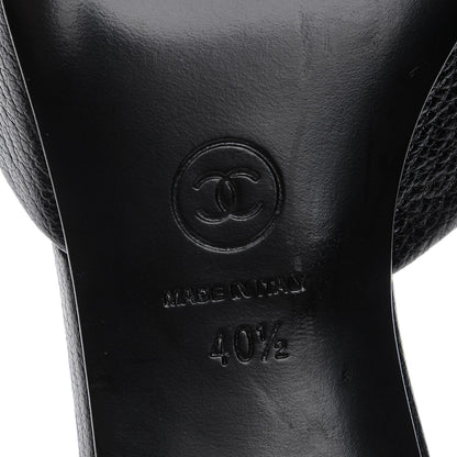 Chanel Goatskin Cap Toe CC Slingback Sandals 40.5 Black 6 of 10