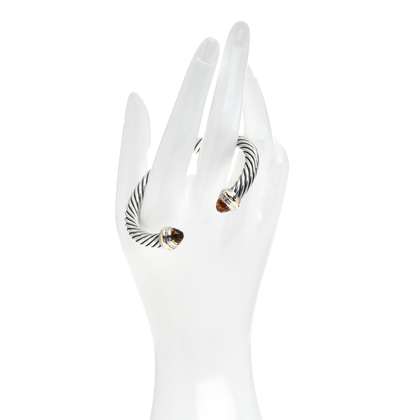 Sterling Silver 14K Yellow Gold Citrine 7mm Cable Classics Bracelet