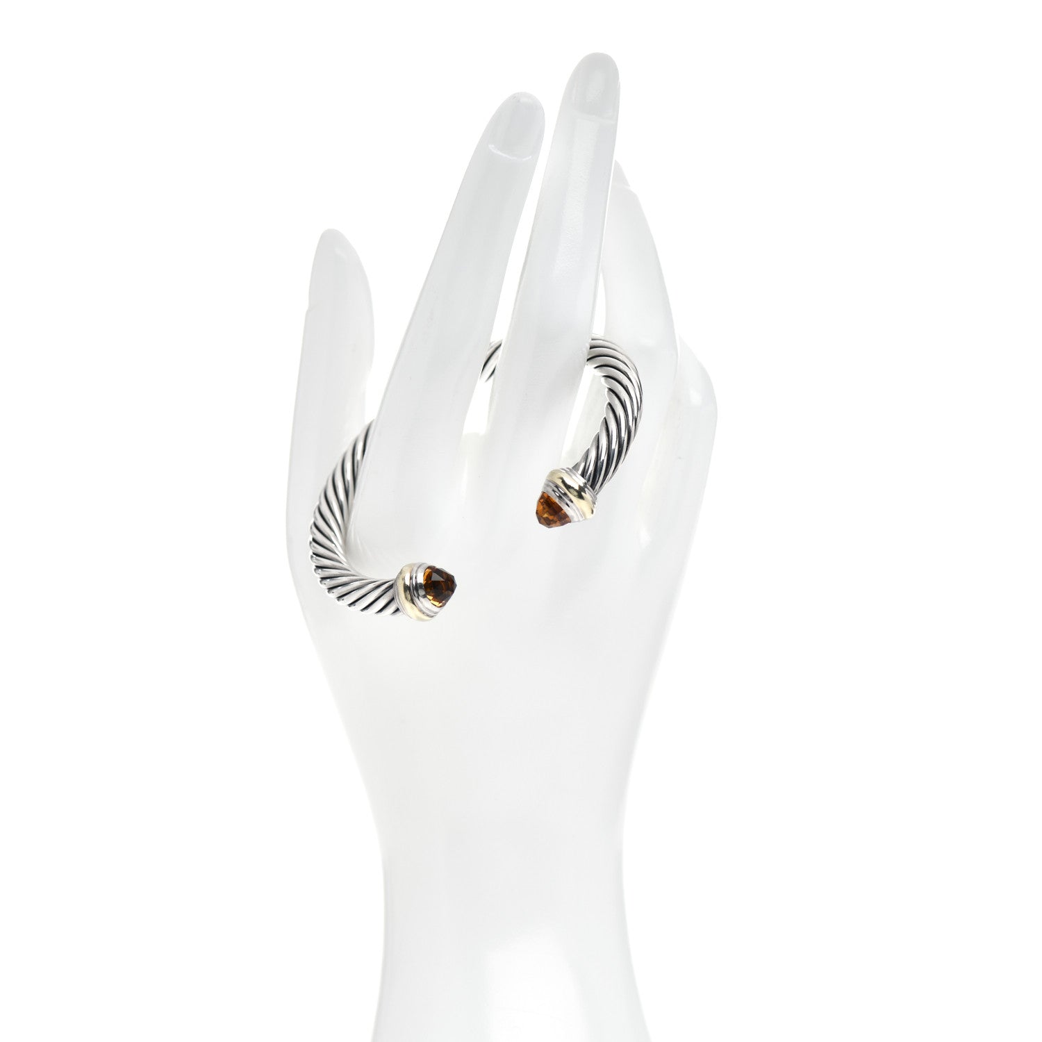 David Yurman Sterling Silver 14K Yellow Gold Citrine 7mm Cable Classics Bracelet 2 of 4