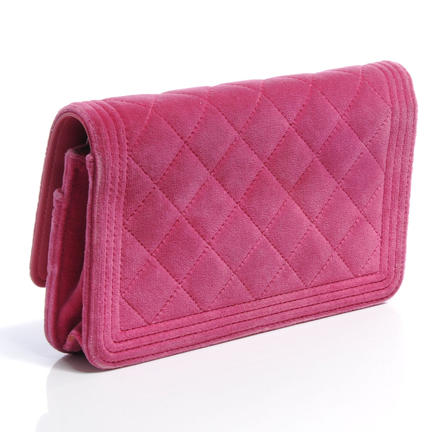 Chanel Velvet Quilted Boy Wallet On Chain Fuchsia 3 of 11