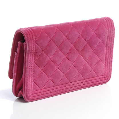 Chanel Velvet Quilted Boy Wallet On Chain Fuchsia 3 of 11