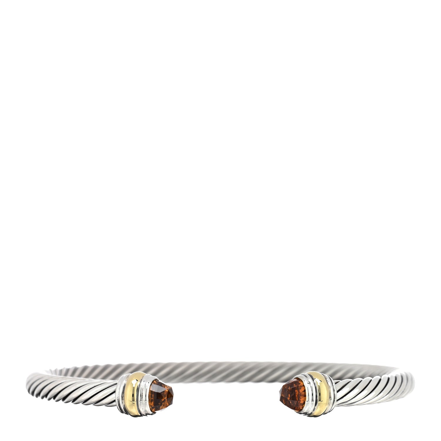 David Yurman Sterling Silver 14K Yellow Gold Citrine 5mm Cable Classics Bracelet 1 of 3