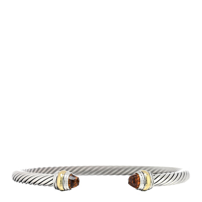 David Yurman Sterling Silver 14K Yellow Gold Citrine 5mm Cable Classics Bracelet 1 of 3