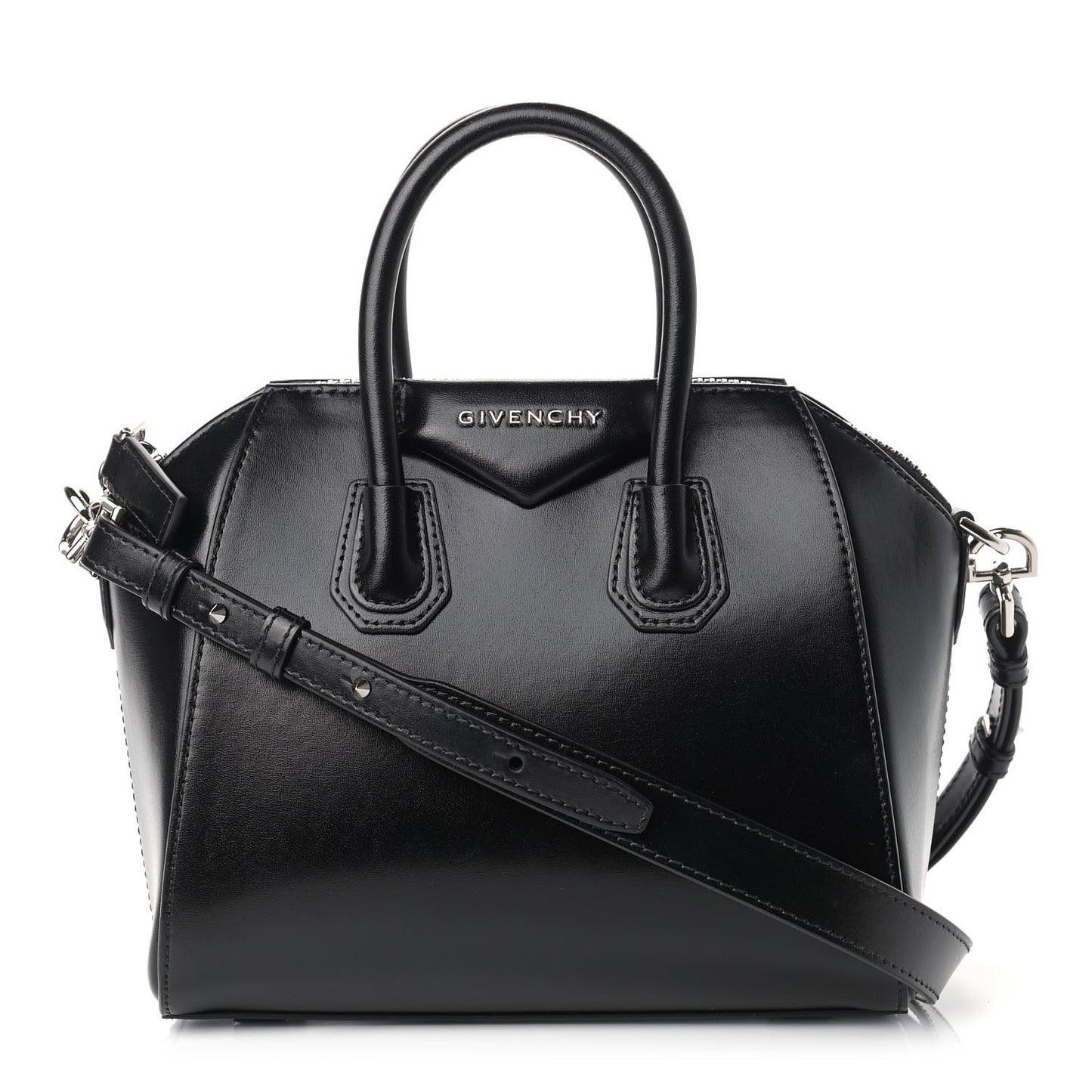 Shiny Lord Calfskin Mini Antigona Black
