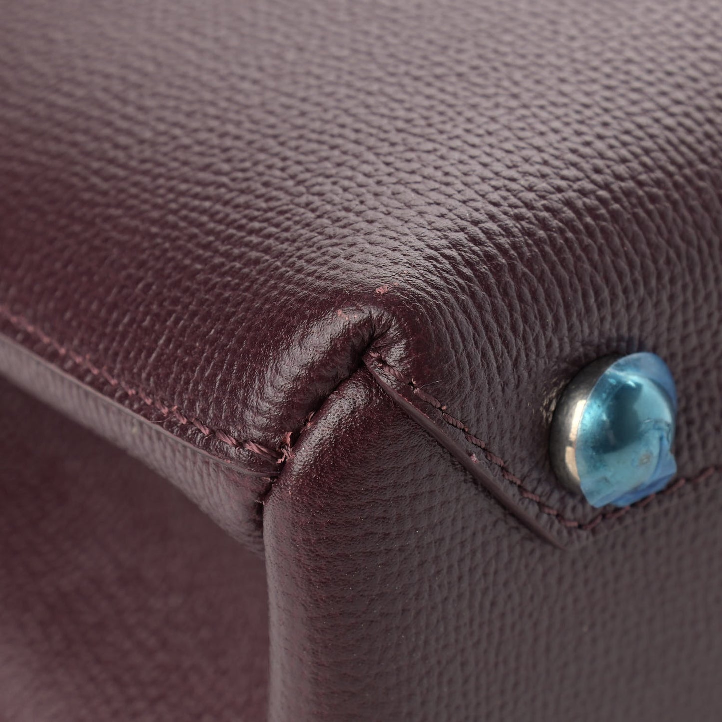 Derby Calfskin House Check Small Banner Tote Mahogany Red