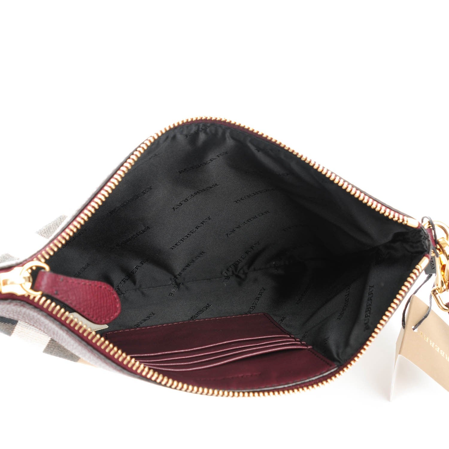 Burberry House Check Derby Peyton Crossbody Clutch Bag Mahogany Red 5 of 8