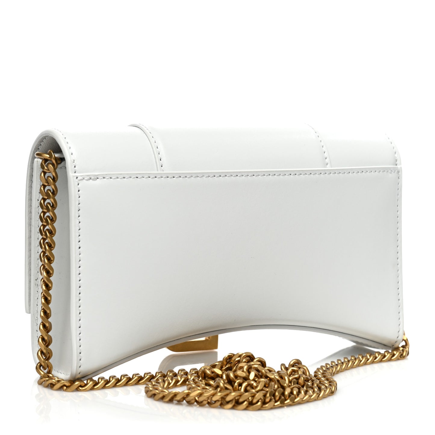 Shiny Box Calfskin Hourglass Chain Bag White