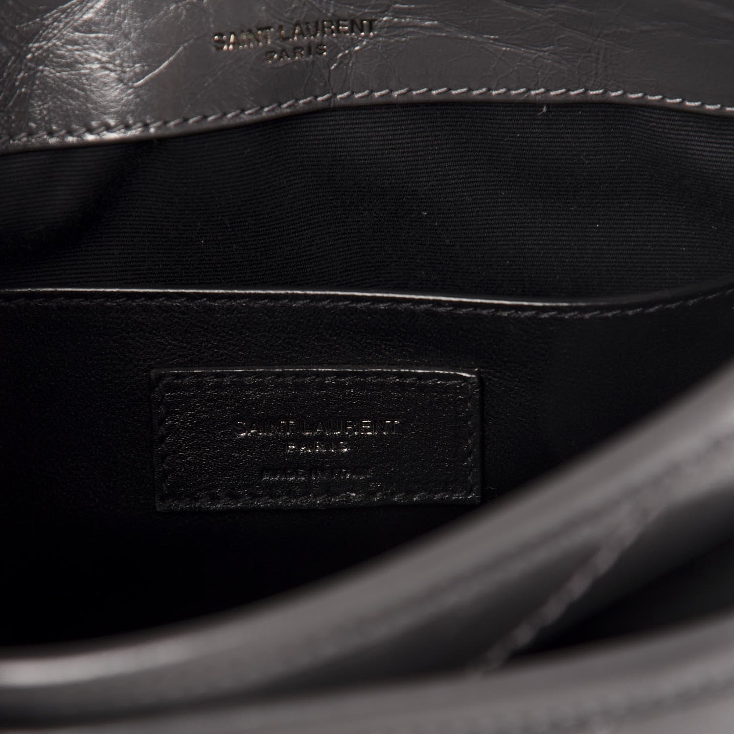 Saint Laurent Crinkled Calfskin Matelasse Monogram Baby Niki Chain Satchel Storm 6 of 12