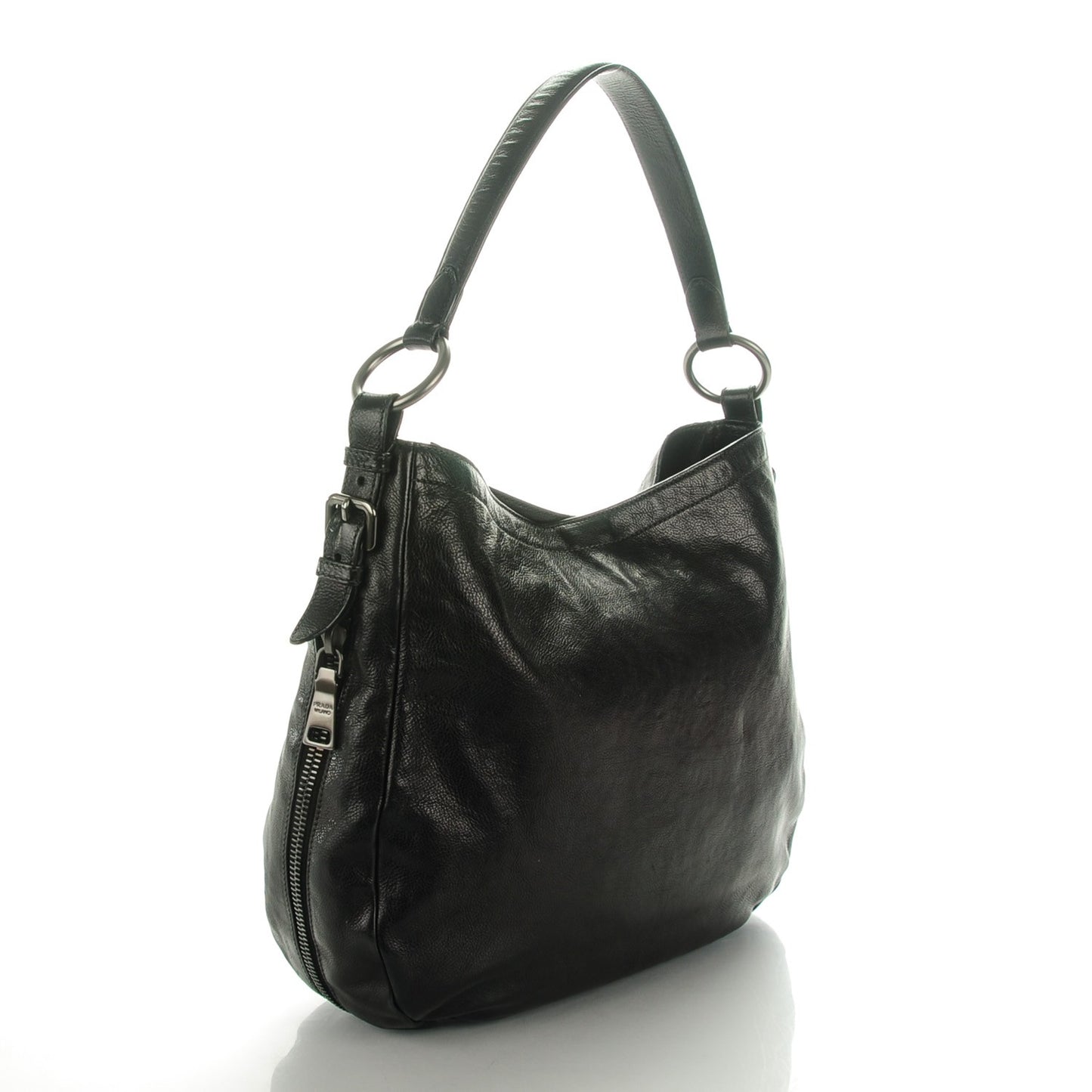 Glace Calf Zip Around Hobo Nero Black