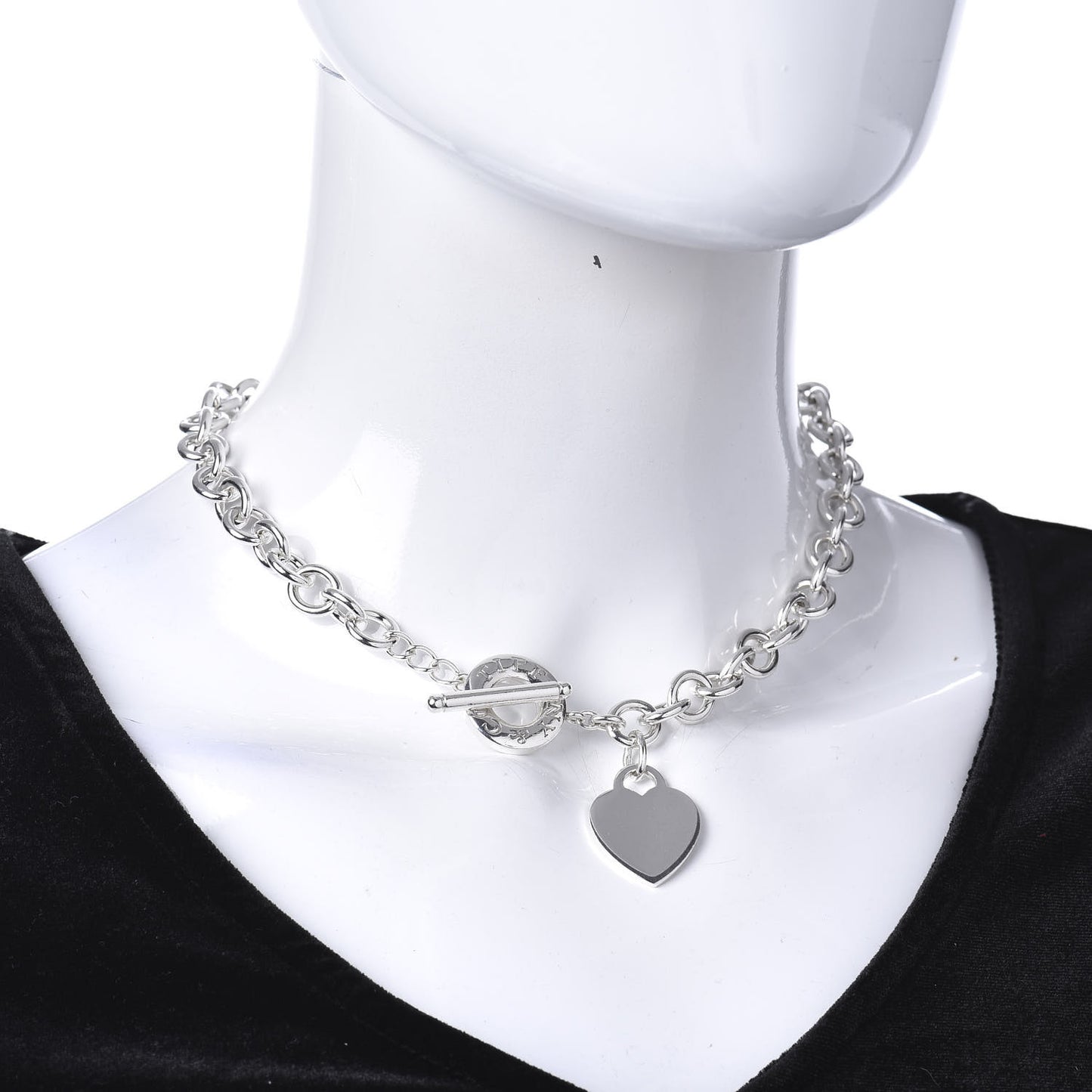 Sterling Silver Heart Tag Toggle Necklace