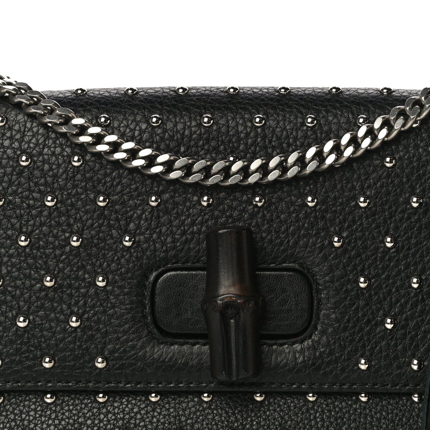 Calfskin Studded Medium Miss Bamboo Shoulder Bag Black