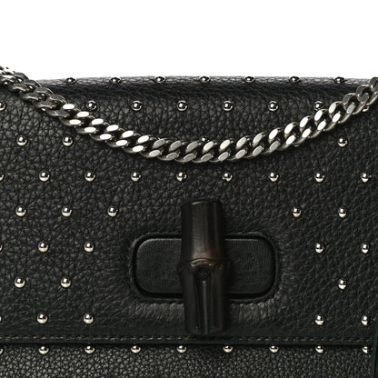 Gucci Calfskin Studded Medium Miss Bamboo Shoulder Bag Black 9 of 12
