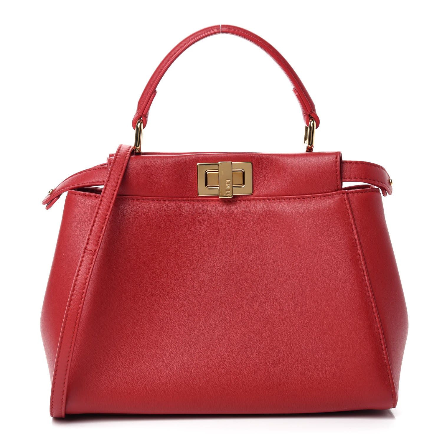 Fendi Nappa Mini Peekaboo Iconic Satchel Fragola 1 of 13