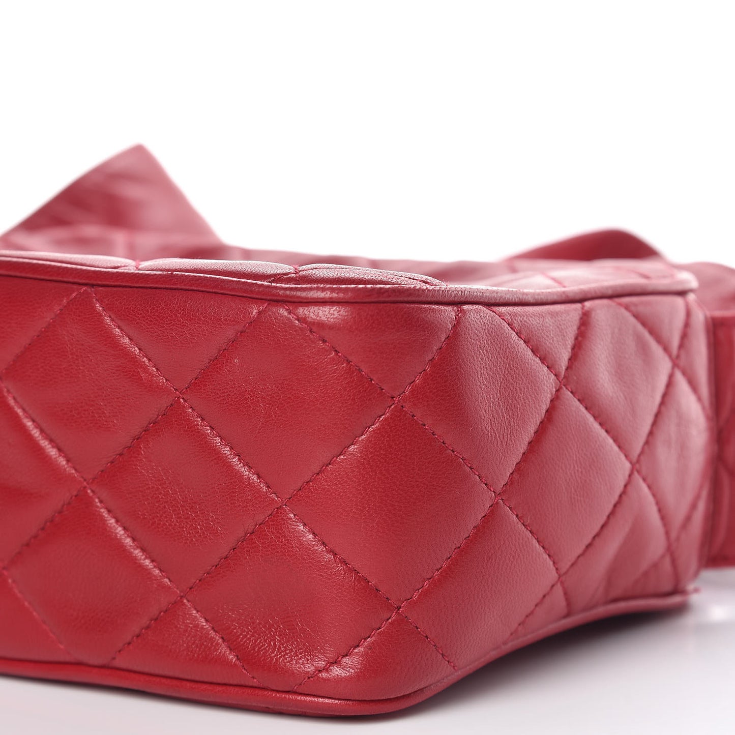 Lambskin Quilted Tassel Camera Case Red