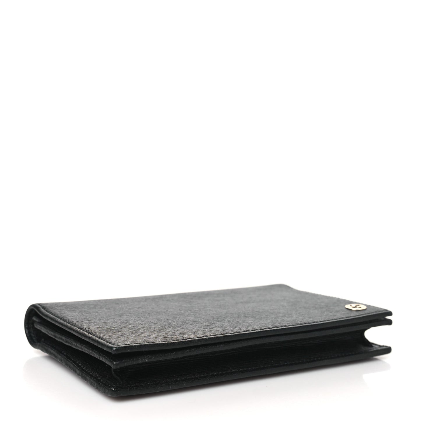 Textured Calfskin Medium Betty Chain Wallet Black