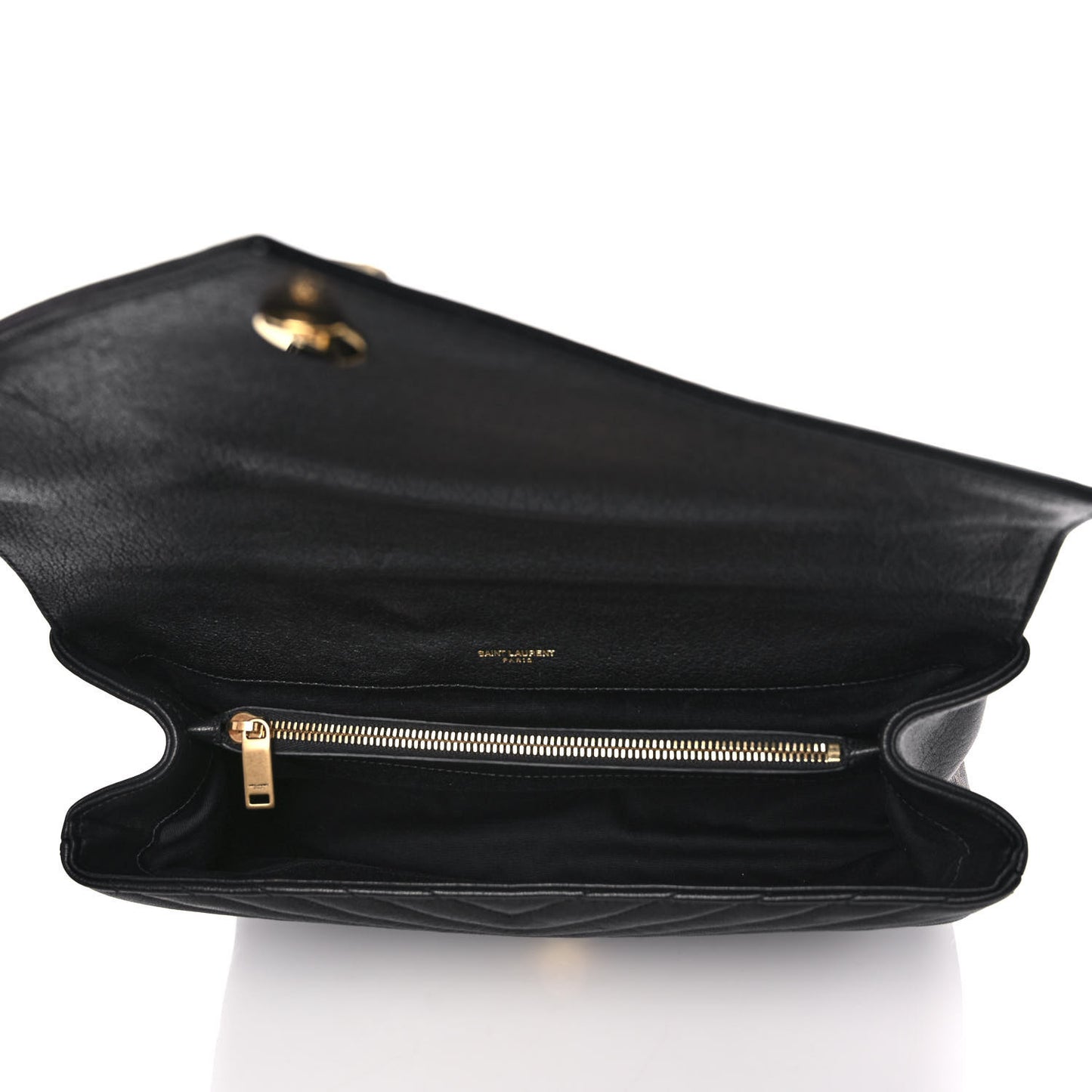 Sheepskin Matelasse Chevron Monogram Large College Satchel Black