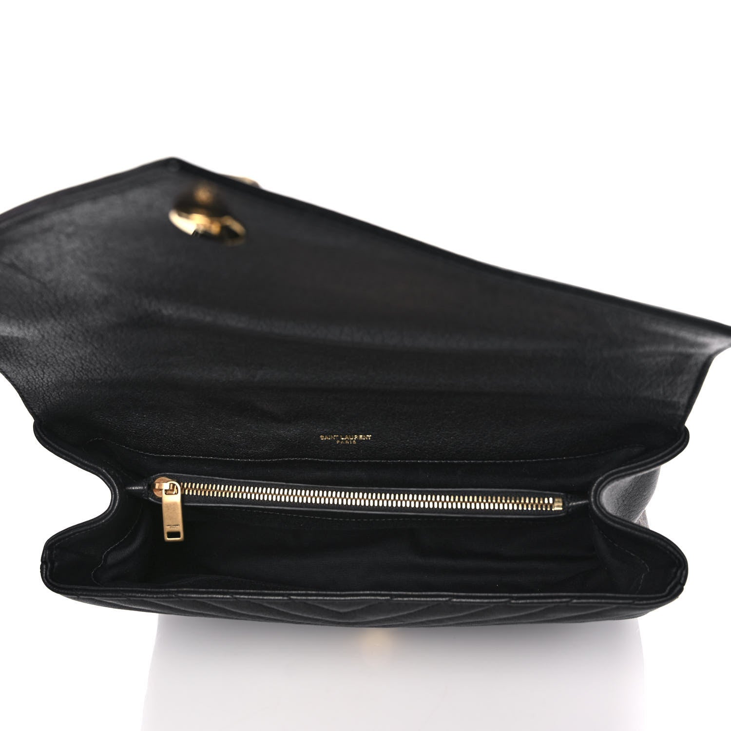 Saint Laurent Sheepskin Matelasse Chevron Monogram Large College Satchel Black 5 of 12