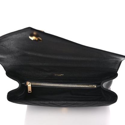 Saint Laurent Sheepskin Matelasse Chevron Monogram Large College Satchel Black 5 of 12
