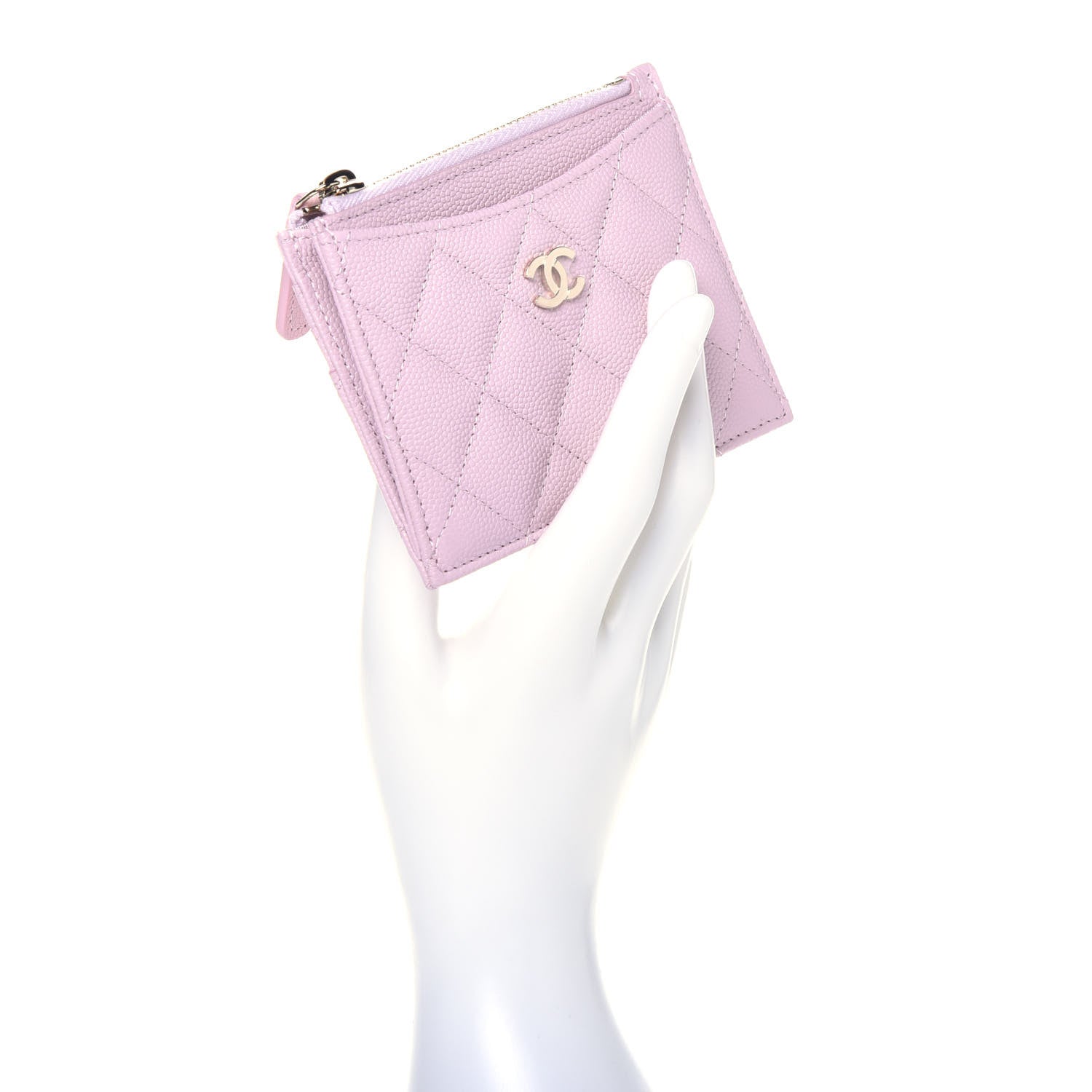 Chanel Caviar Quilted CC Zip Card Holder Light Pink 2 of 8