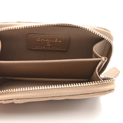 Chanel Caviar Quilted Zip Card Holder Beige 5 of 8
