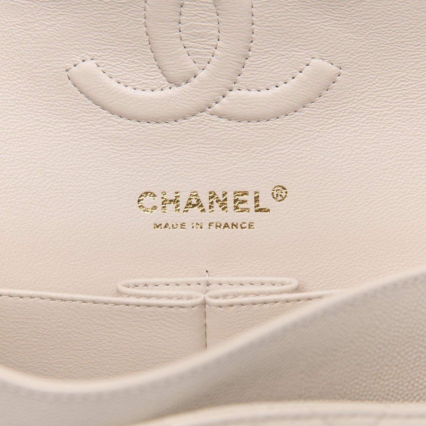Caviar Quilted Medium Double Flap White