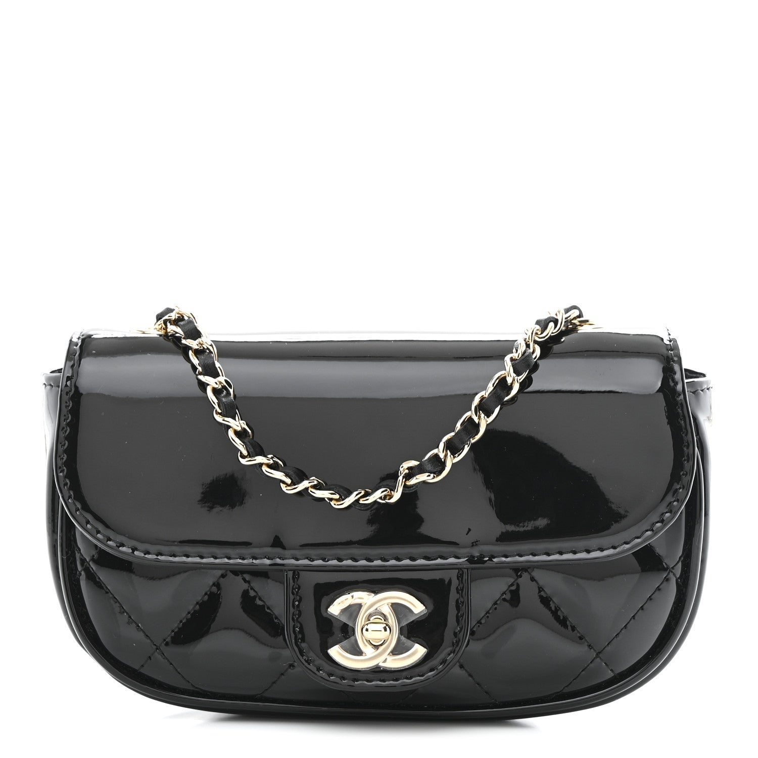 Chanel Patent Calfskin Quilted Mini Clutch Black 1 of 11