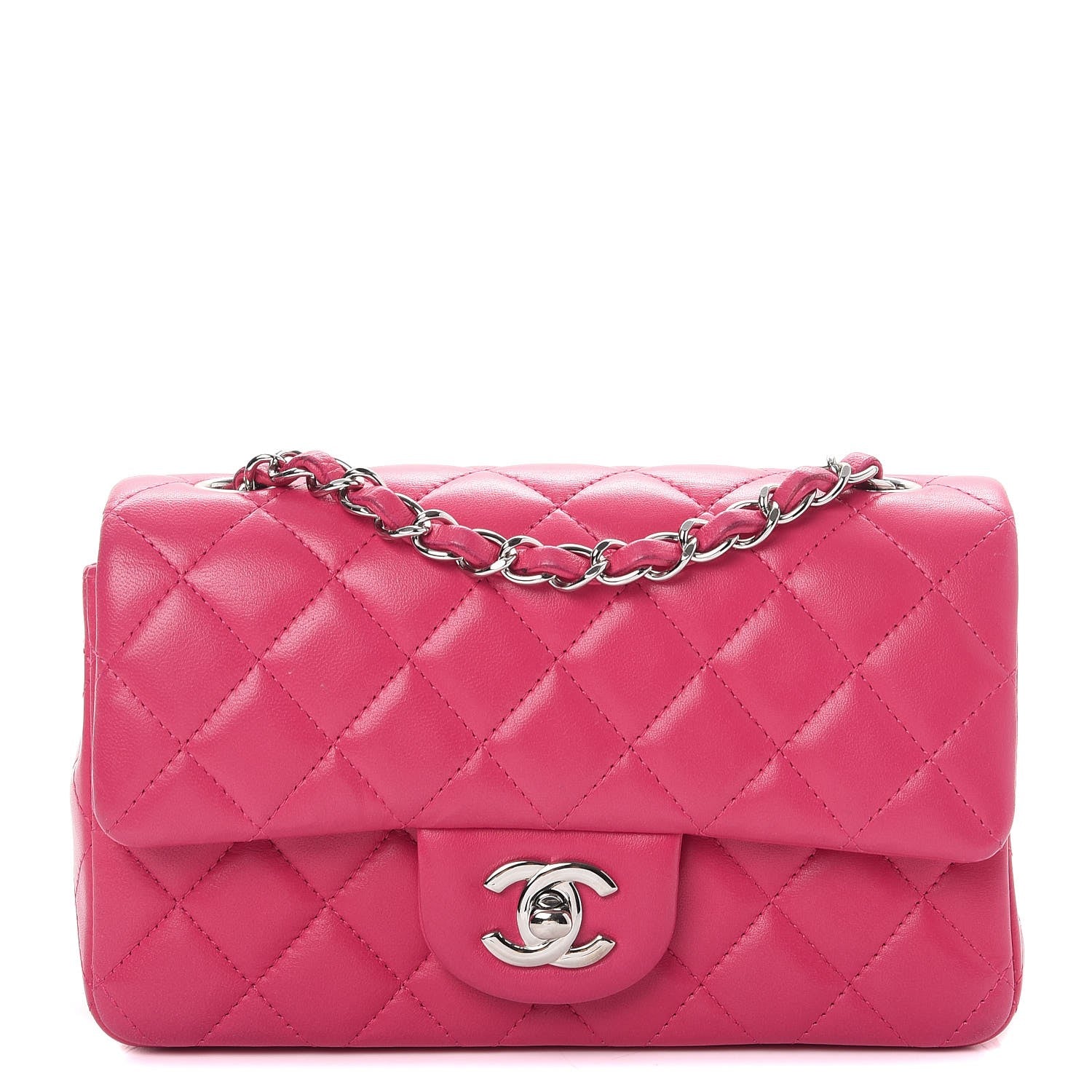 Chanel Lambskin Quilted Mini Rectangular Flap Pink 1 of 10