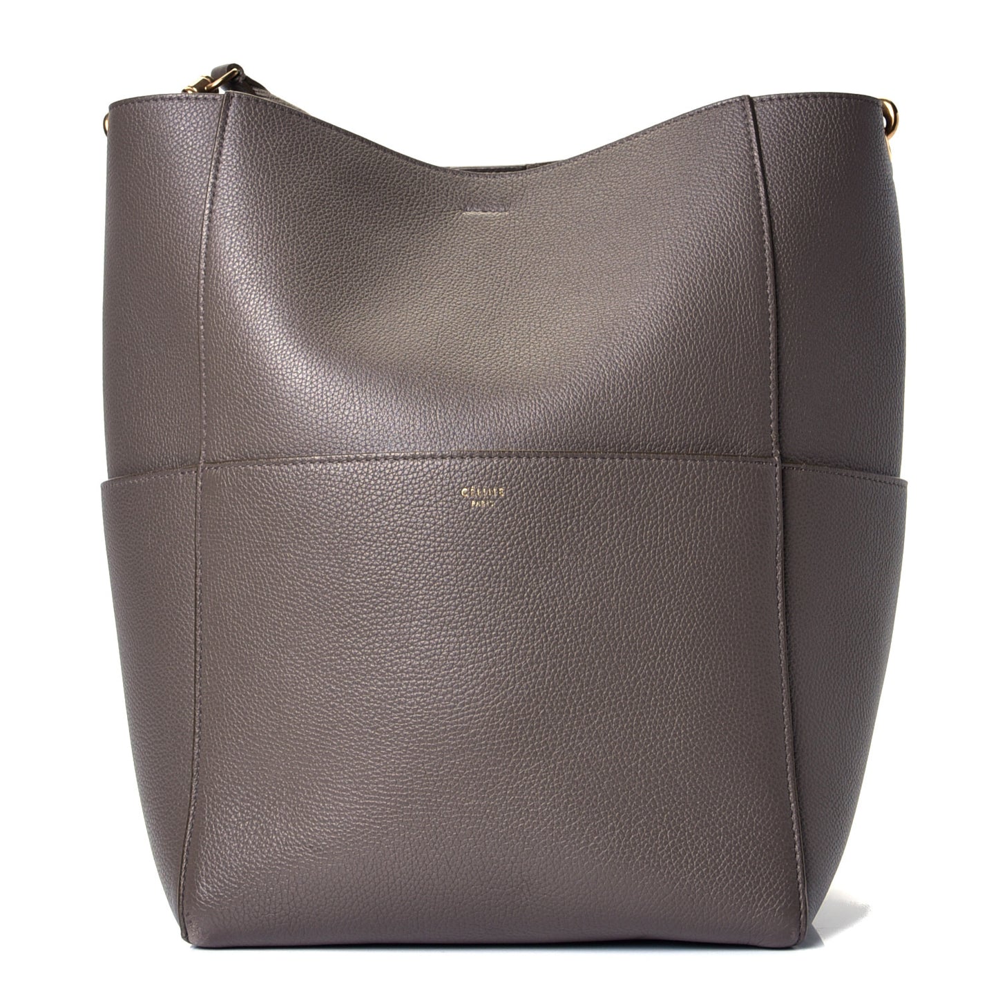 Soft Grained Calfskin Sangle Bucket Bag Taupe