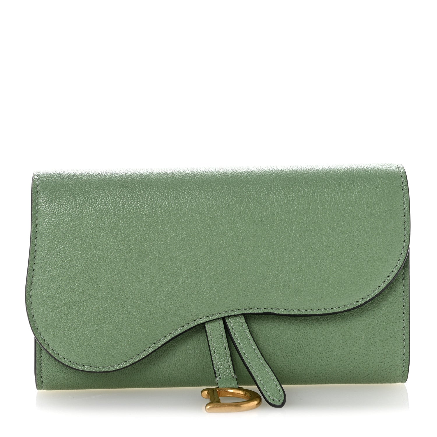 Christian Dior Goatskin Saddle Long Wallet Queen Mint 1 of 8