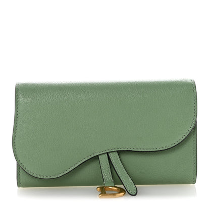 Christian Dior Goatskin Saddle Long Wallet Queen Mint 1 of 8