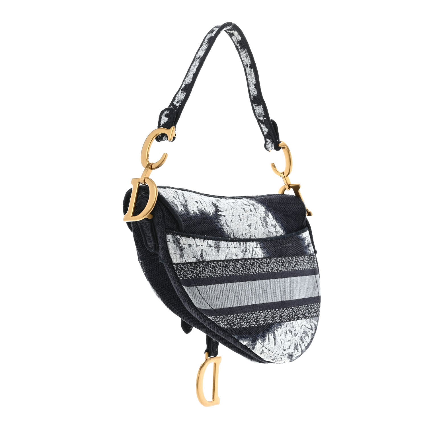 Christian Dior Canvas Embroidered Tie Dye Saddle Bag Blue Multicolor 3 of 11