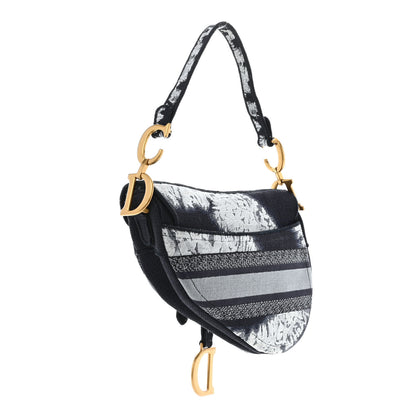 Christian Dior Canvas Embroidered Tie Dye Saddle Bag Blue Multicolor 3 of 11