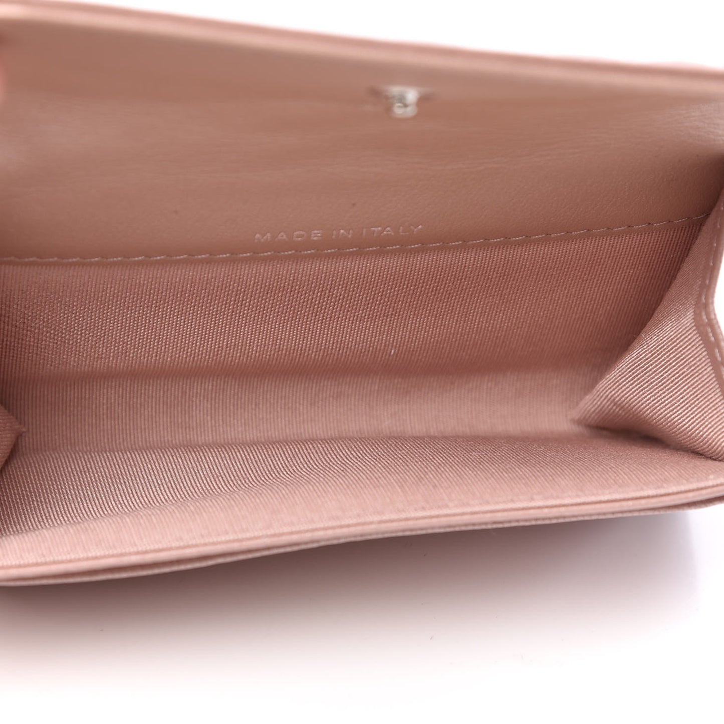 Goatskin Camellia Embossed Card Holder Wallet Light Pink