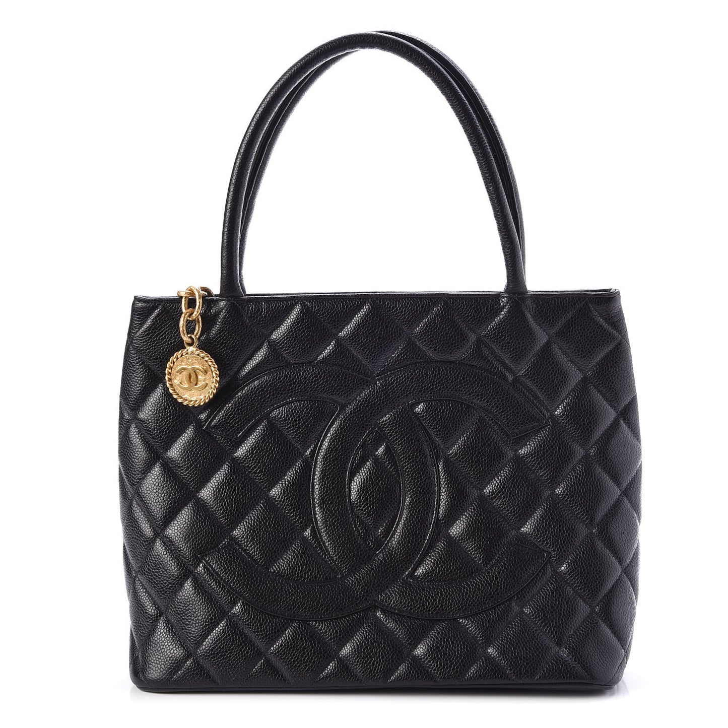 Caviar Quilted Medallion Tote Black