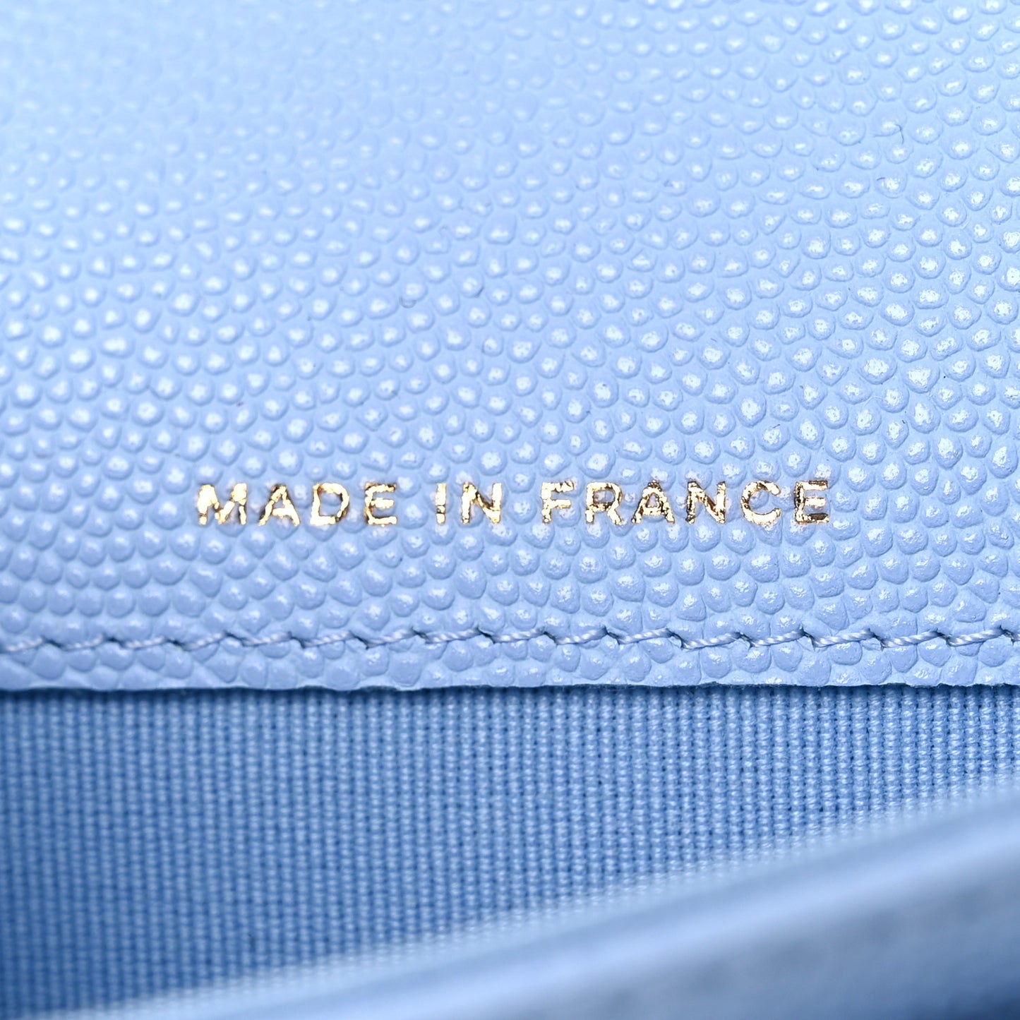 Caviar Quilted Flap Card Holder Wallet Light Blue