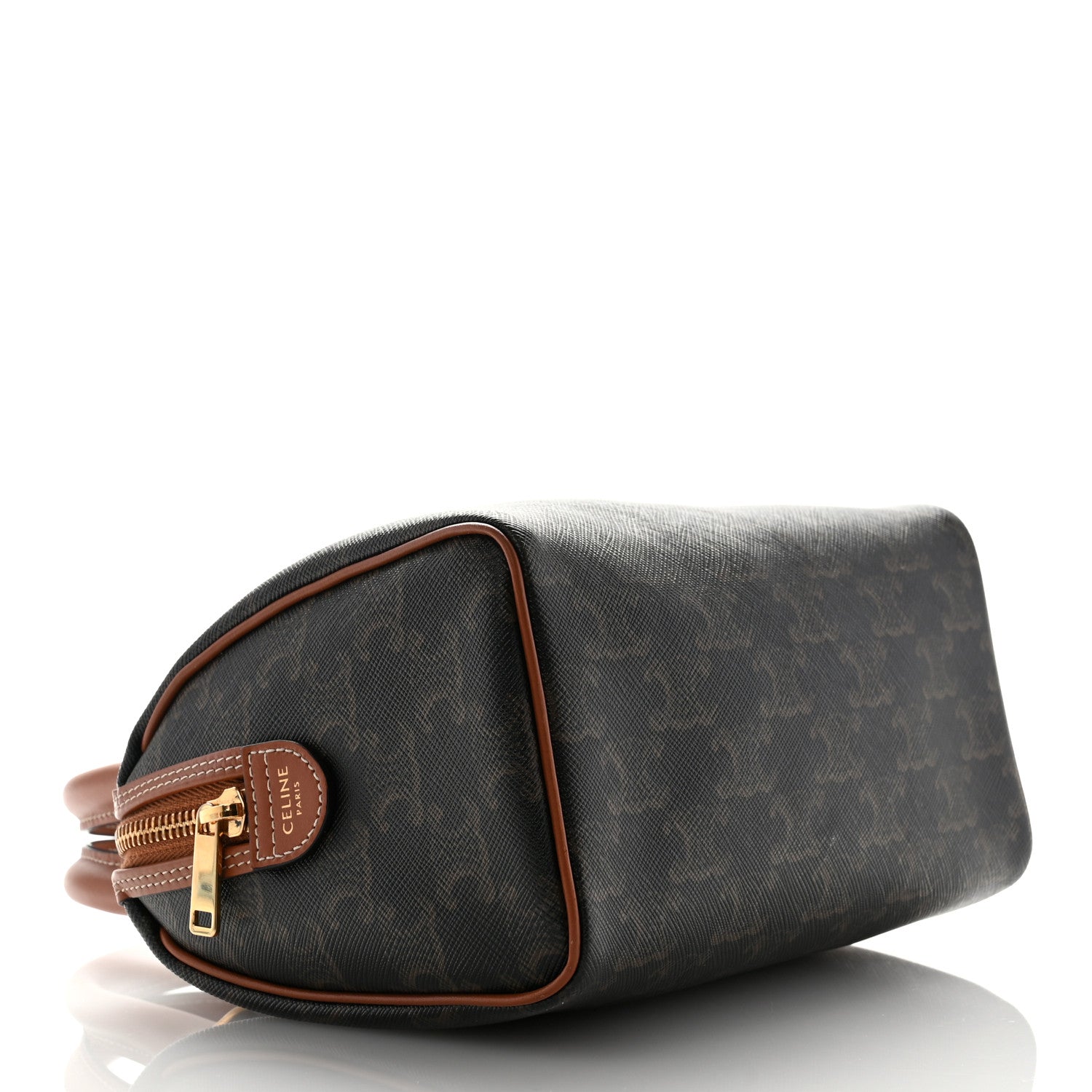 Celine Triomphe Canvas Calfskin Small Boston Bag Tan 4 of 12